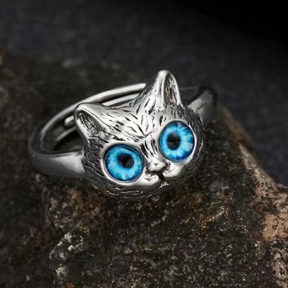 NWOT SILVER metal cat ring for ladies   SZ 8  ... R52 - Picture 10 of 10